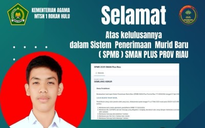 SELAMAT Kepada GEMILANG ASNUR Kelas IX A diterima di SMA N PLUS PROVINSI RIAU
